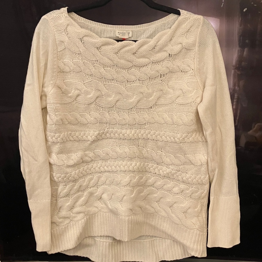 Club Monaco Italian Cashmere braided cable sweater